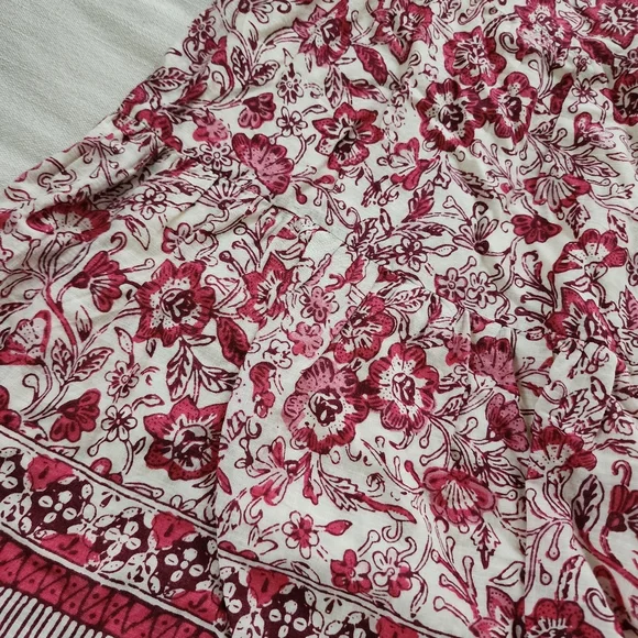 Anthropologie Georgina floral maroon cream dress flowy midi womens small - Picture 12 of 14